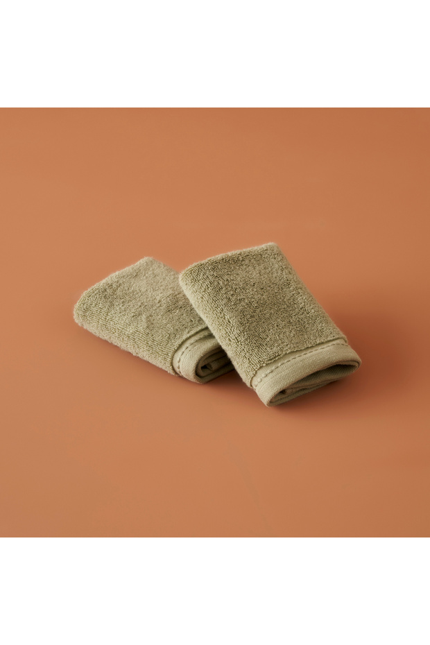 100% Cotton Ruby 2-Piece Hand Towel Green (30X30 cm)
