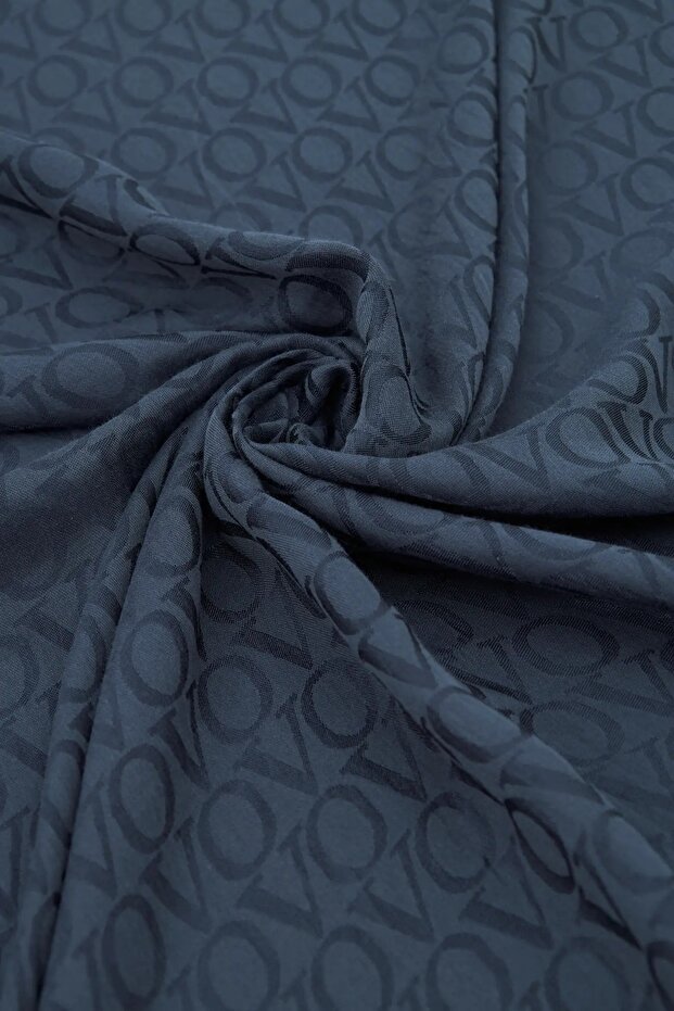 Alia Jacquard Scarf-2 Navy Blue