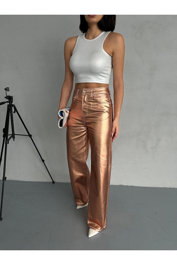 BRONZ RENK VARAK BASKILI  PANTOLON - 7