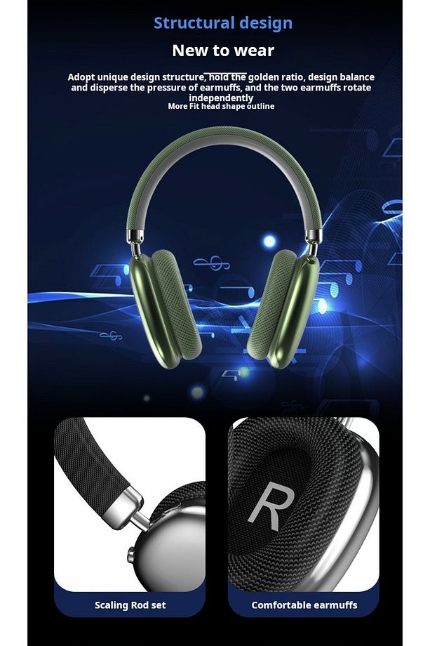 P9 2025 Kulak Üstü Bluetooth Kulaklık Şık Ve Ergonomik Tasarım Spor Müzik Oyun Çantalı Kulaklık - 8
