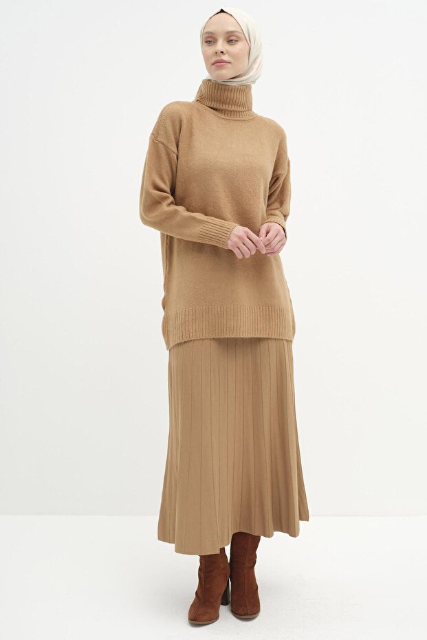 Godeli Triko Etek - Camel - 2