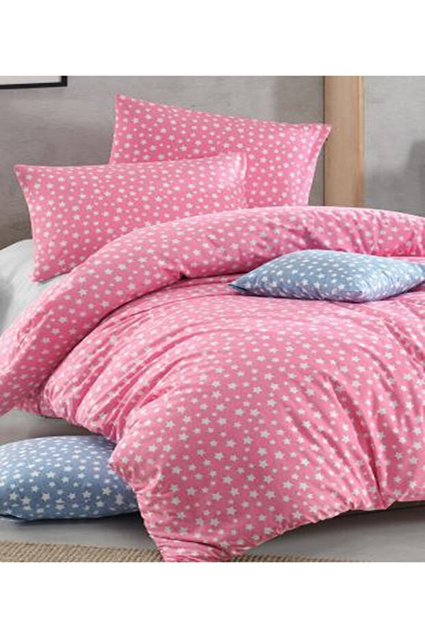 Mer-Tim Cotton Ranforce Small Size Pink Star 135X200 Duvet Cover Set (Sheet Not Included)