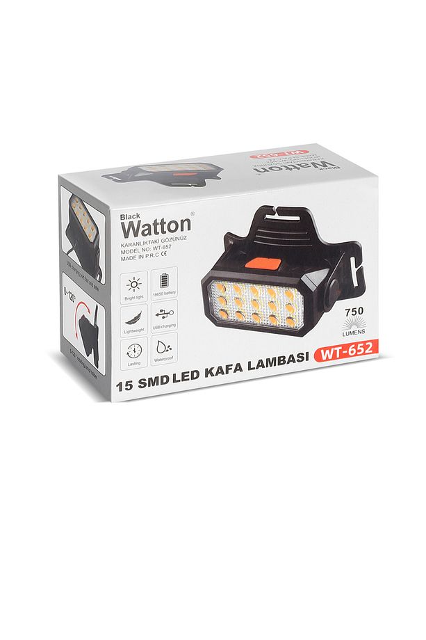15 LEDLİ SARI / BEYAZ ŞARJLI KAFA LAMBASI WATTON WT-652 - 2