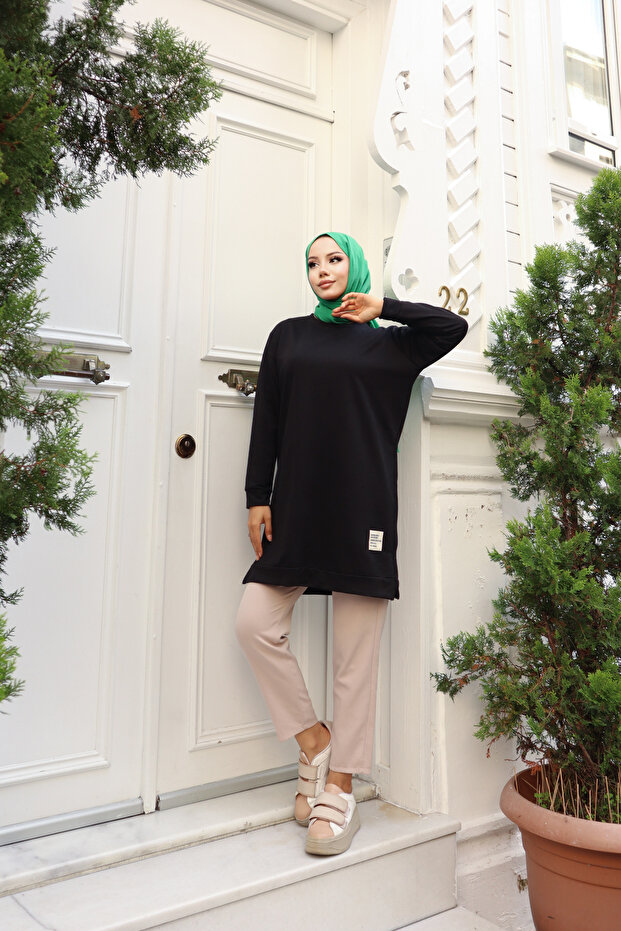 Crew Neck Two Thread Hijab Tunic - 3