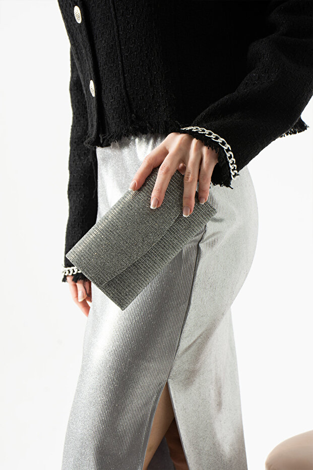 Women's Silvery Platinum Mini Box Shoulder Bag Evening Dress Handbag