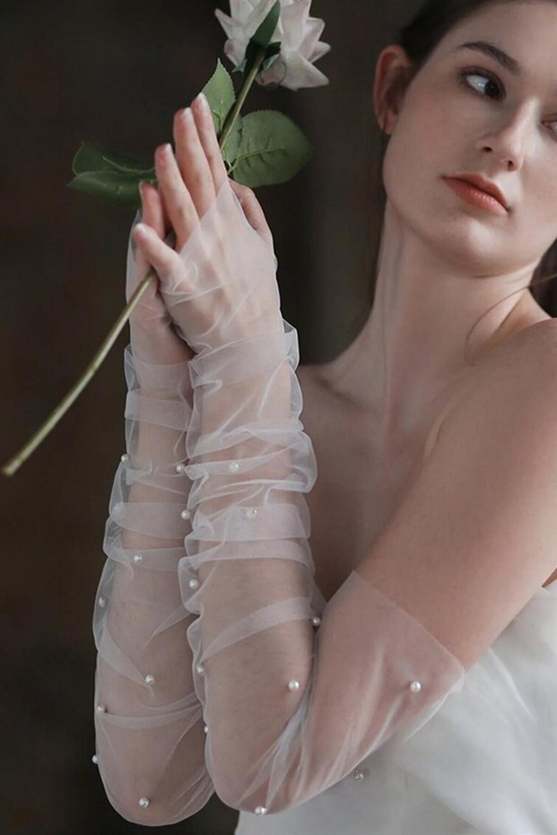 Black Plain Cuff Detailed Bridal Gloves Party Gloves – Party Gloves, Stylish Design – Party Eldi