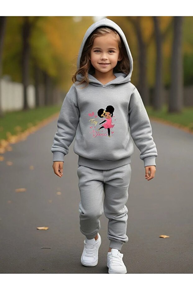 Children's Printed Hooded Tracksuit Set