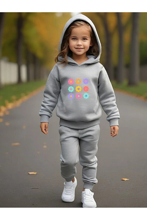 Children's Printed Hooded Tracksuit Set