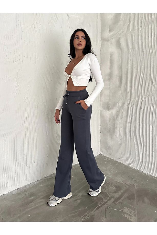 Şardonlu Modal Eşofman Altı -geniş Paça Eşofman Altı - 4