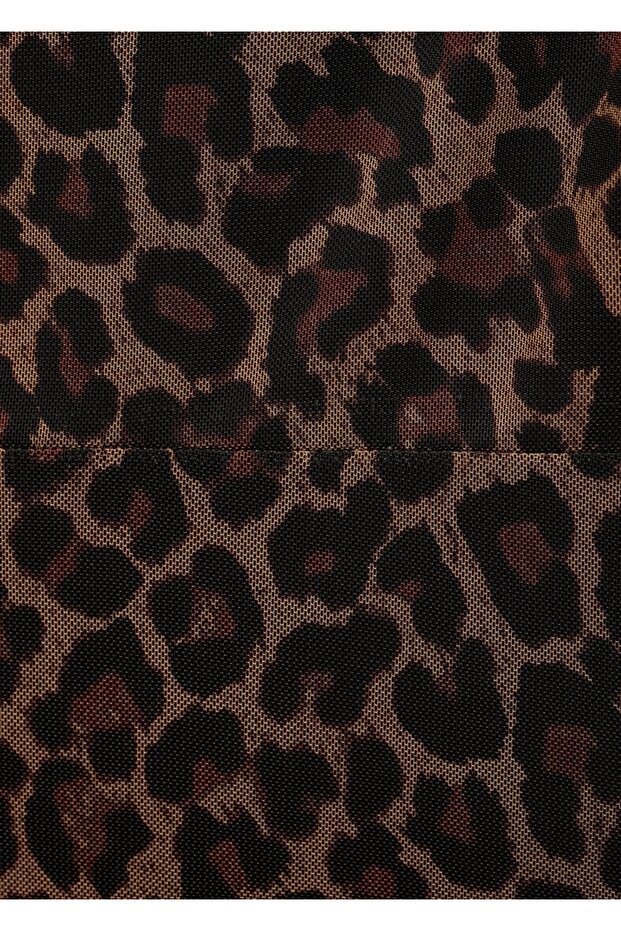 Kısa leopar desenli elbise - 7