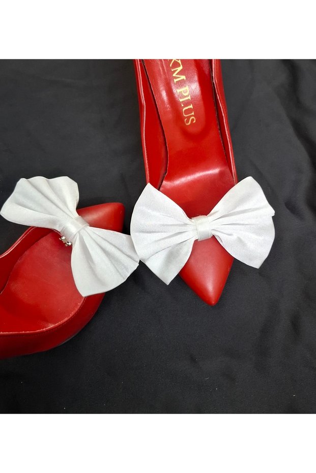 Deene Satin Handmade Shoe Clip White