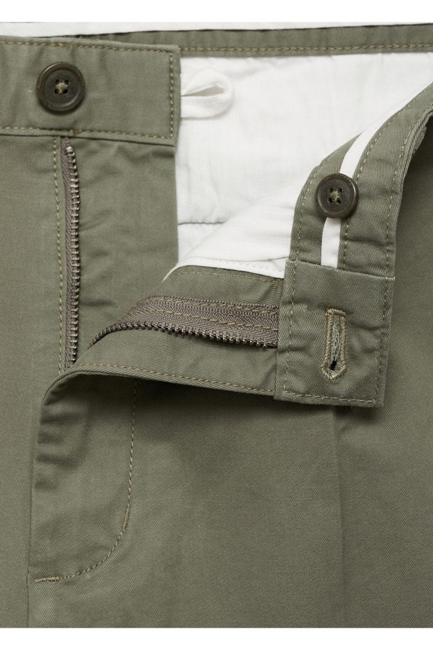 Regular kesim pilili pamuklu pantolon - 6