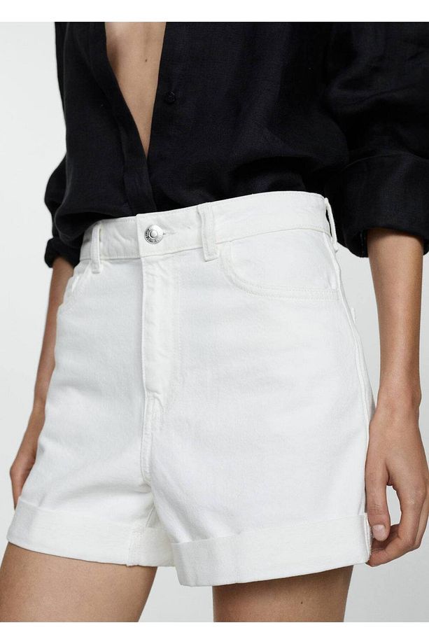 Yüksek belli denim şort - 7