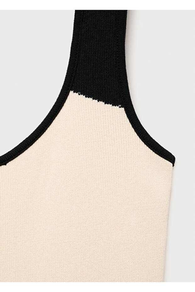 Çizgili midi triko elbise - 8