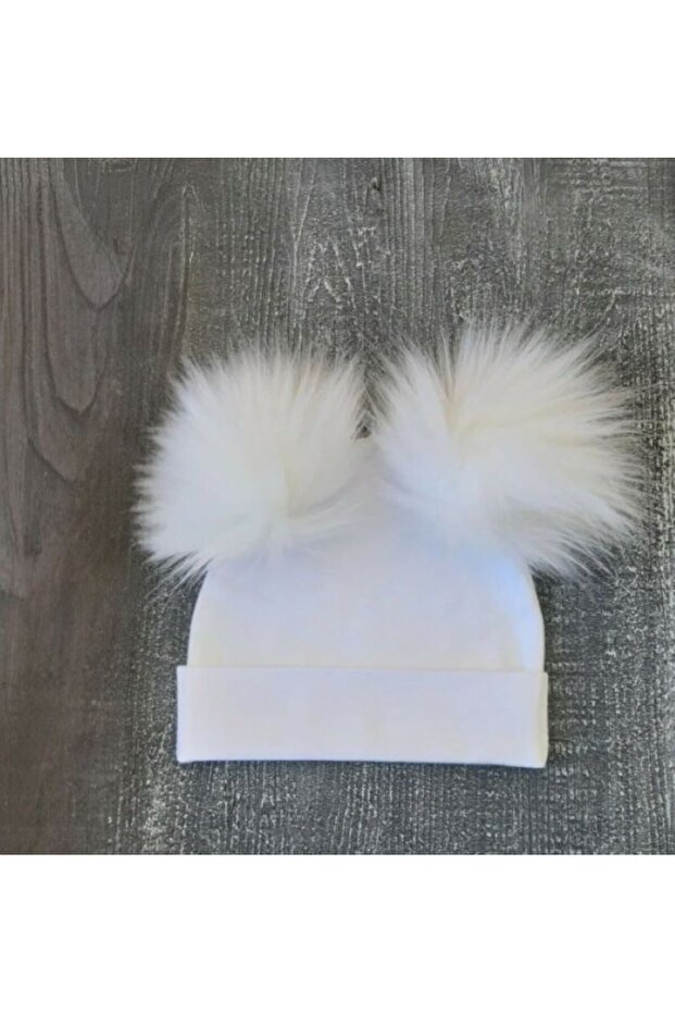 White Double Pompom Children's Beret