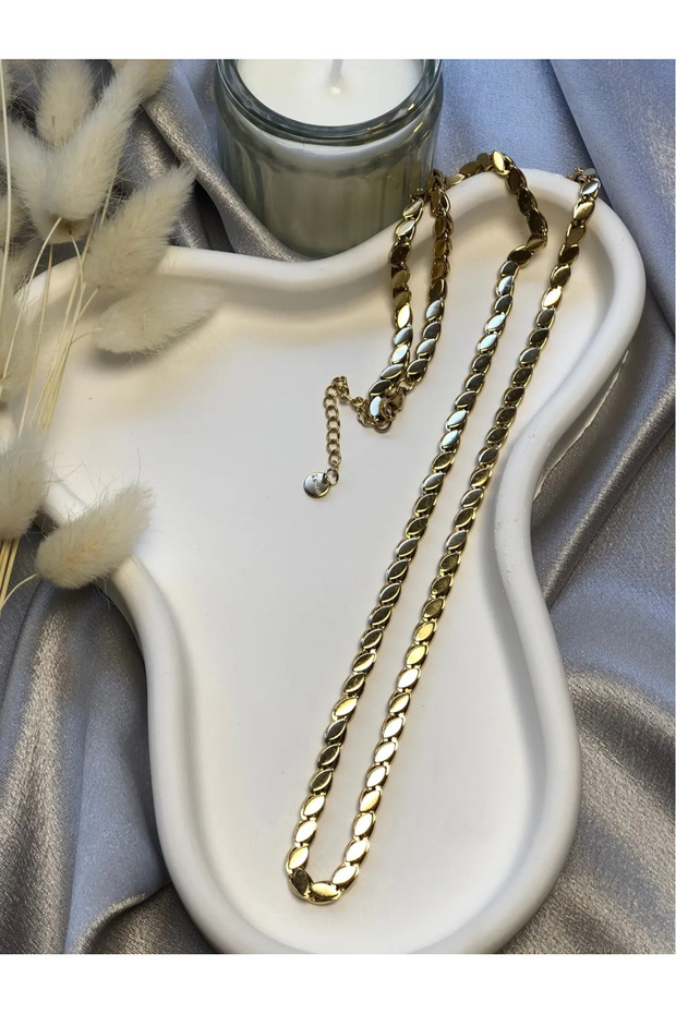 Paslanmaz Çelik Pullu Arpa Zincir Kolye Çelik Pullu Halep Zinciri - 4