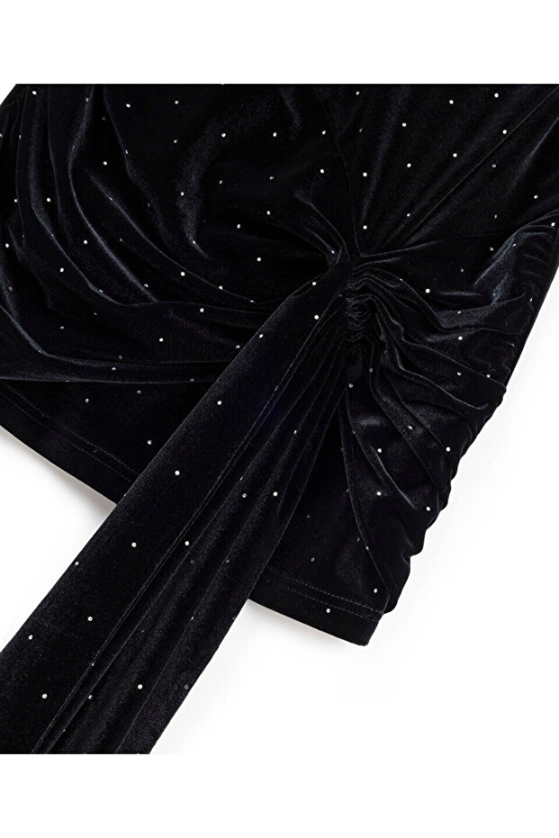 HOTFIX BASKILI DRAPELİ ELBİSE - 4