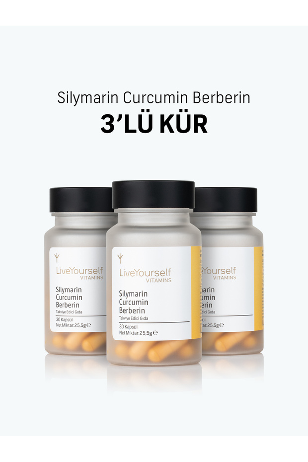 Silymarin Curcumin Berberin – 3’lü Kür Seti (3 x 30 Kapsül Bitkisel Takviye) - 1