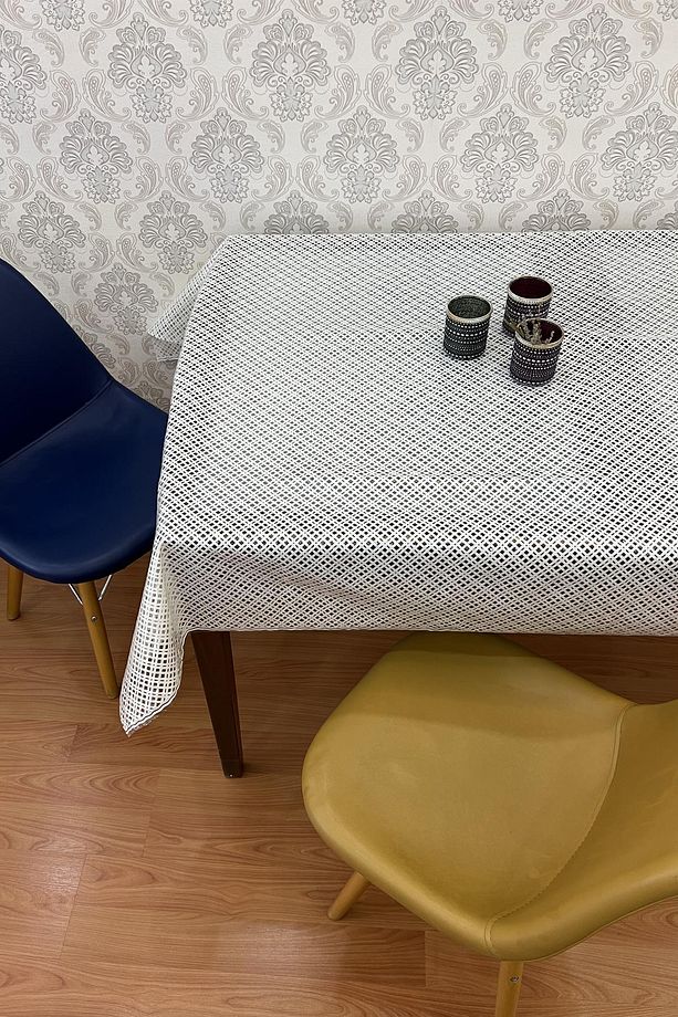Pvc Şeffaf kaplamalı silinebilir muşamba masa örtüsü çapraz örgü_1032-G - 3