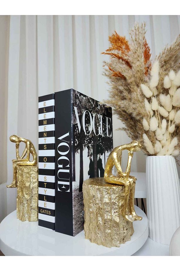 2' li Gold Kütük Kitap Tutacağı Biblo - 2