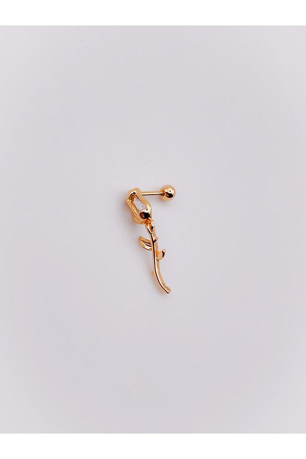 Cerrahi Çelik Piercing Zirkon Taşlı Gül Figürlü Kıkırdak Helix Tragus Piercing(1adet) - 5