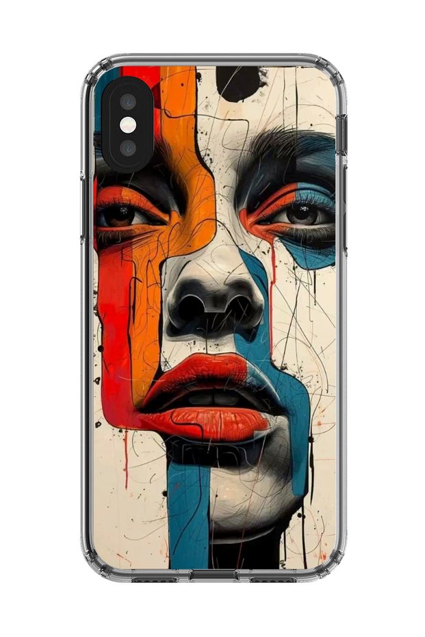 iPhone XS Max Compatible Transparent Case with Painting Design