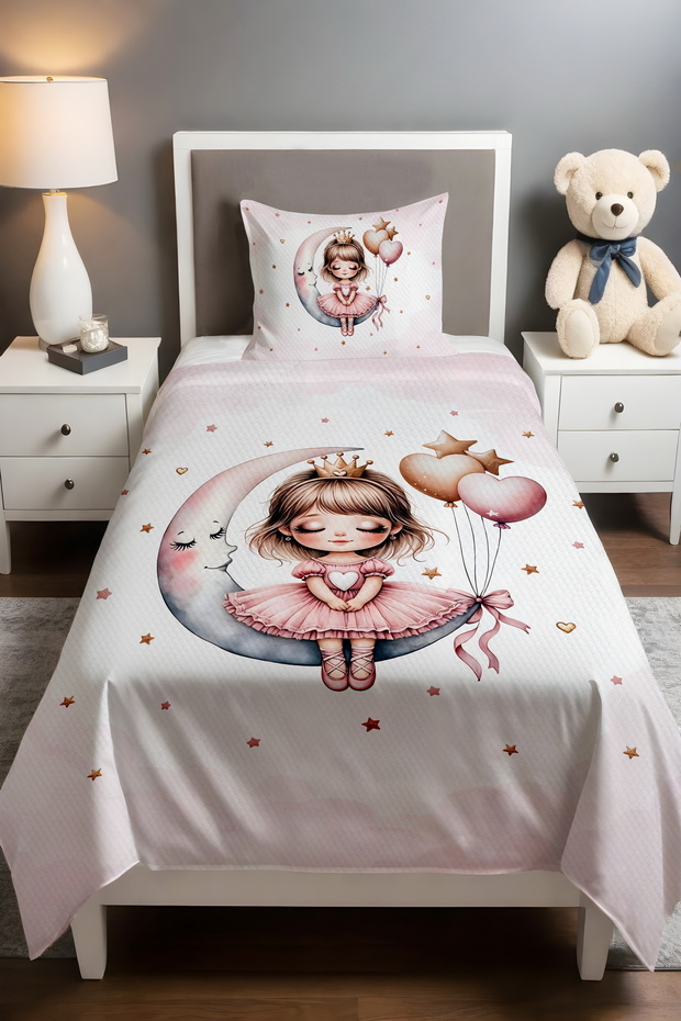 Aykiz Cute Princess Patterned Single Baby Kids Pique Set