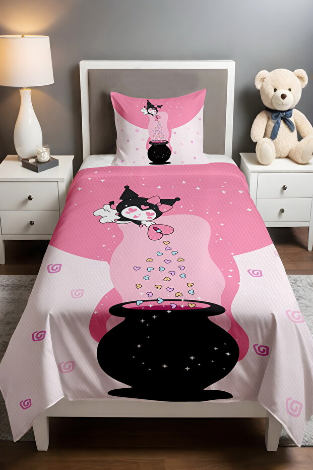 Kuromi and Magic Love Boiler Patterned Single Baby Kids Pique Set