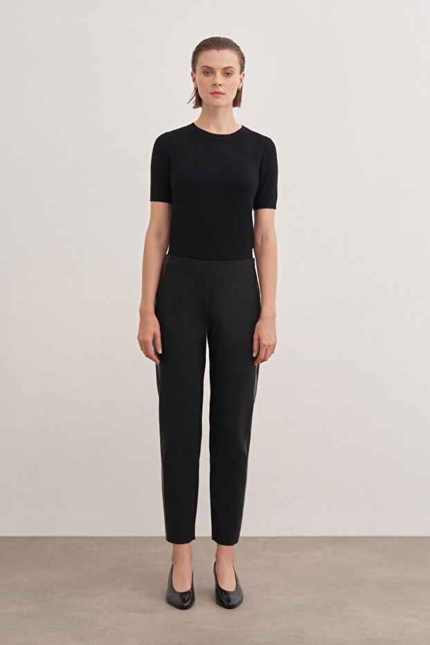 Deri Parçalı Pantolon - 2