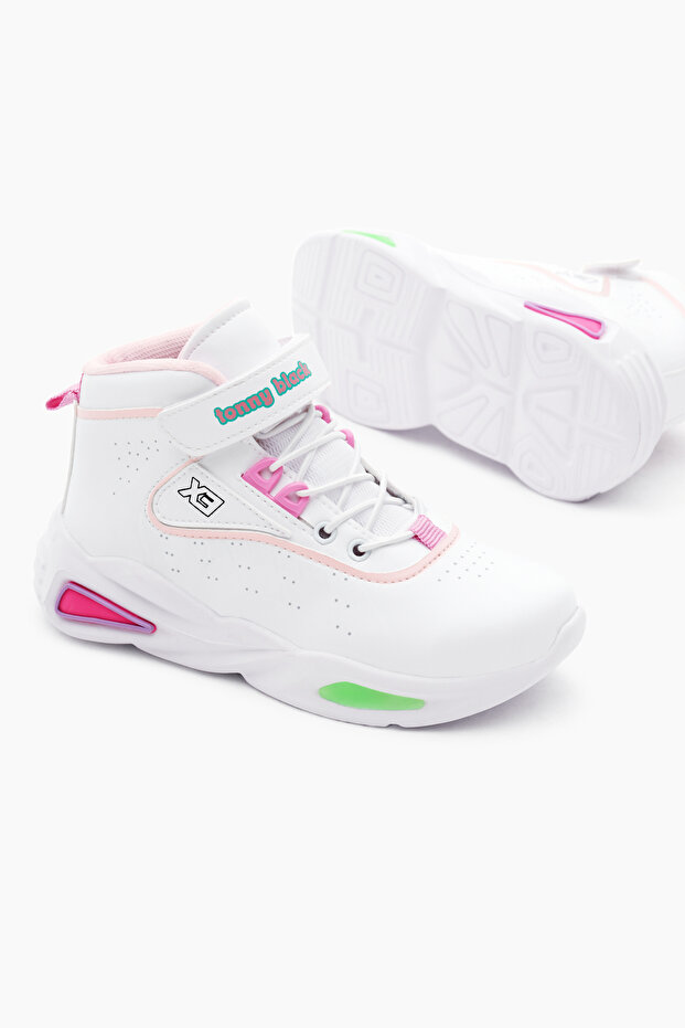 Uniszex gyerek sportcipő - fehér, fukszia, rugalmas és tépőzáras - 4