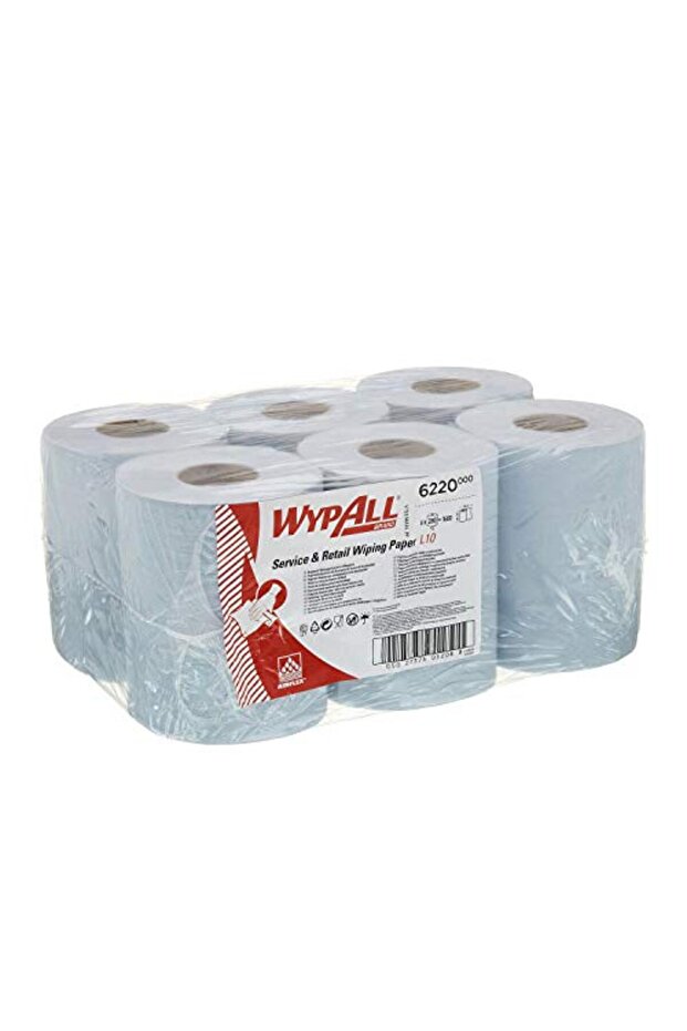 L10 Service & Retail Wiping Paper, Blue - 280 Sheets per Roll, Pack of 6 Rolls