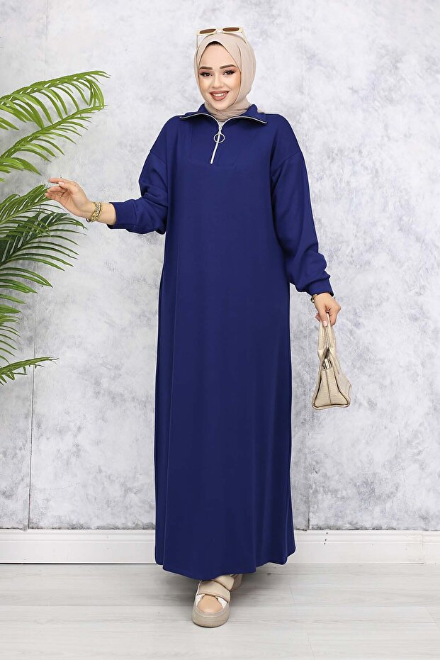 Basic Tesettür Elbise - Lacivert 2333 - 5