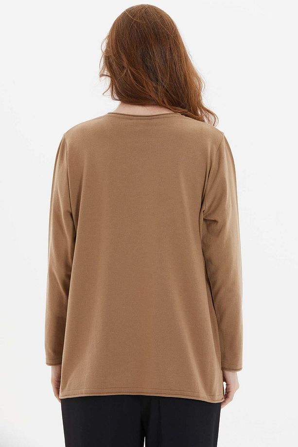 Taş Detaylı Bluz CAMEL - 4