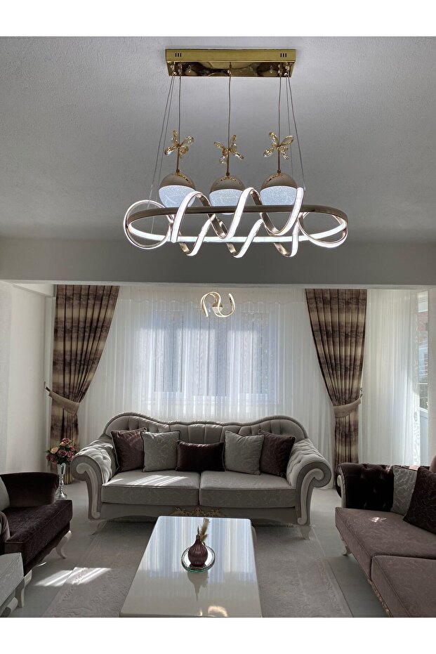 MODERN GOLD KAPLAMA LEDLİ AVİZE - 2