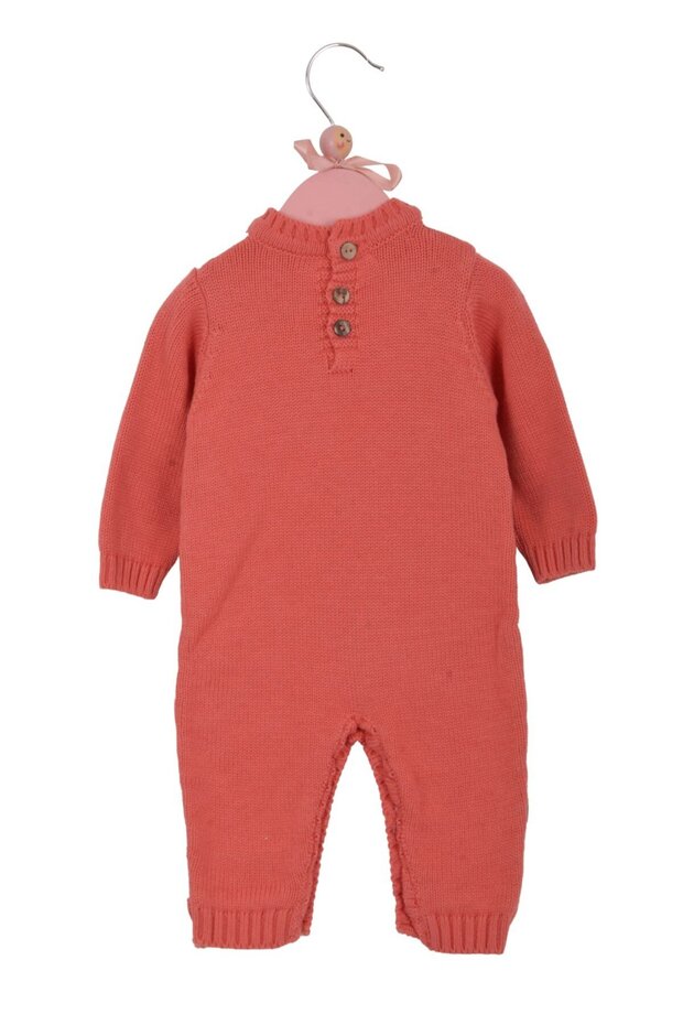 Geyik Baskı Triko Tulum Mercan - 5