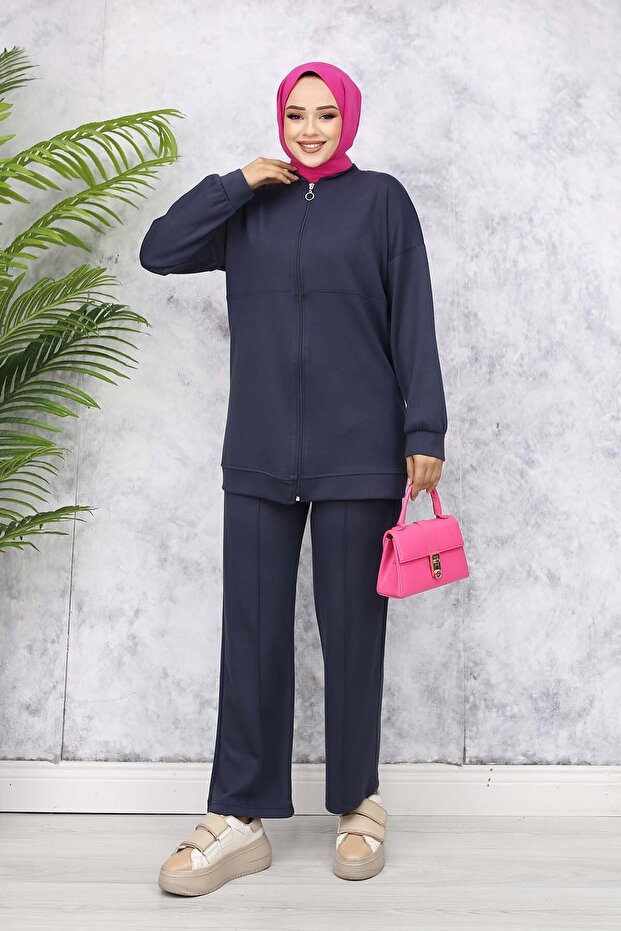 أنثراسايت 3344 - طقم بدلة مزدوج بسحاب - 4