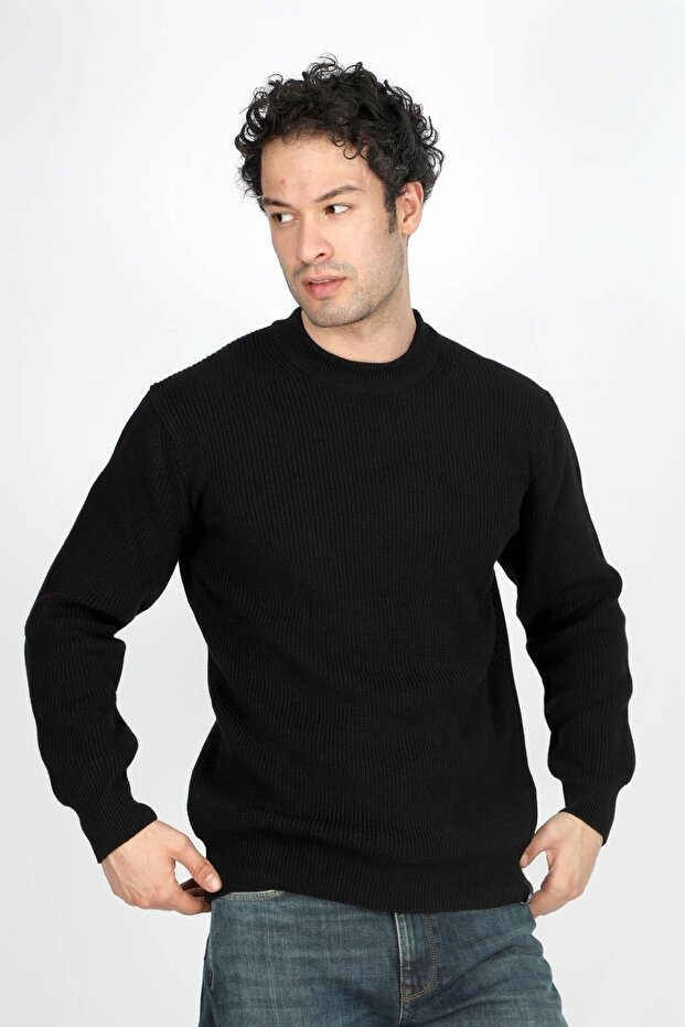 Ruby Erkek Balıkçı Yaka Triko Kazak Siyah - 2