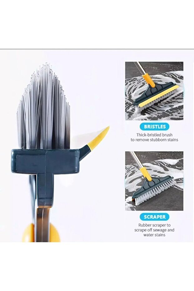 V-shape Cleaning Brush Floor Scrub Magic Broom With Long Handle And Squeegee Double Brush - 3