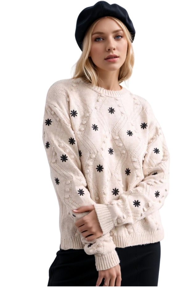 Women's Snowflake Embroidered Standard Size Sweater