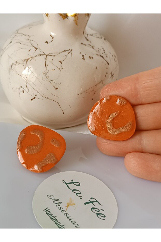 Leopard Texture Polymer Clay Steel Needle Fixed Earrings