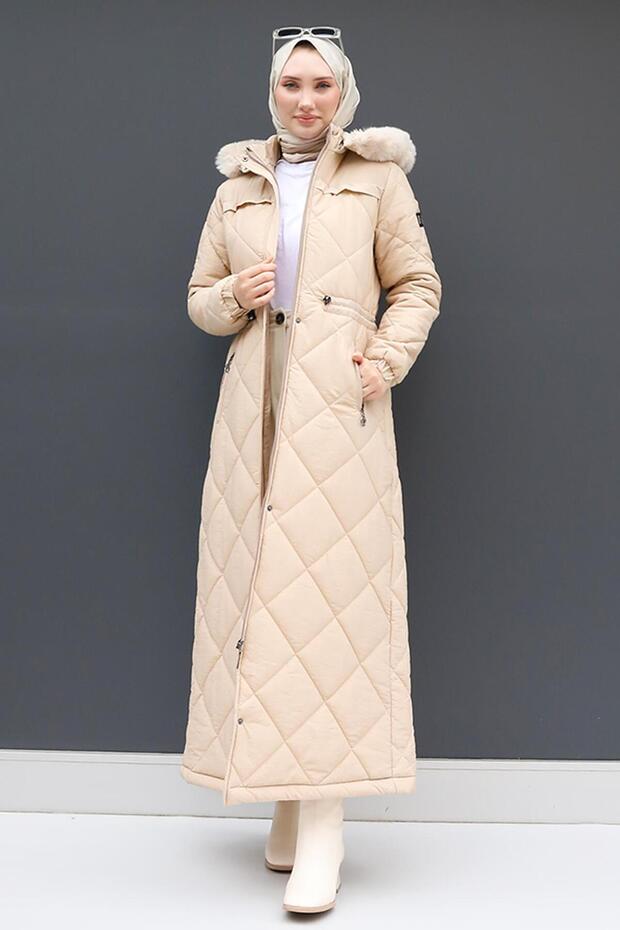 Aysema Fur Inflatable Coat Light Powder