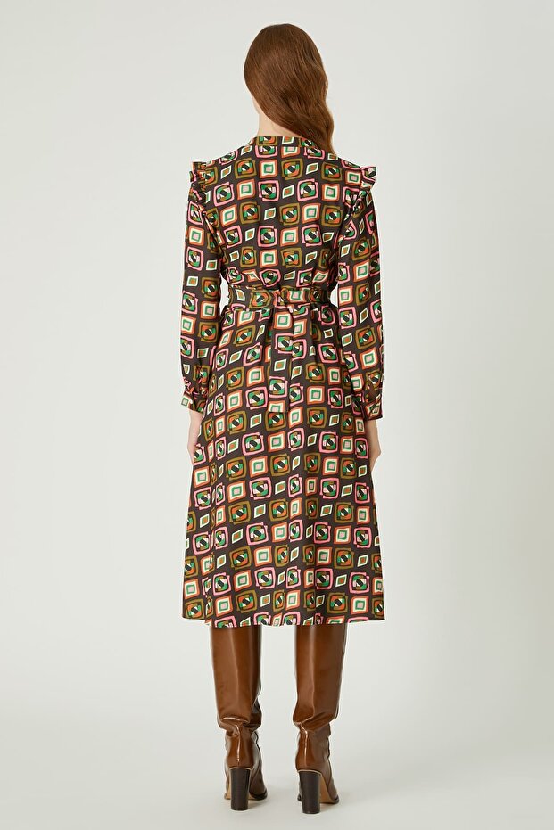 Grafik desenli elbise - 8