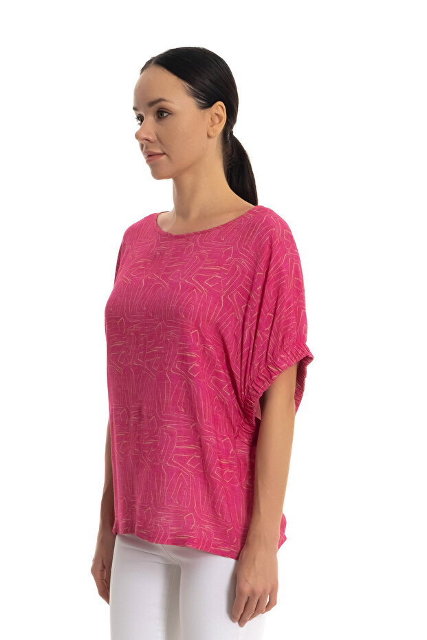 Desenli viskon bluz - 4