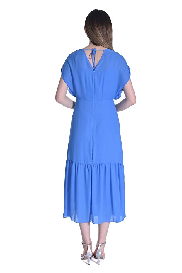 Plise detaylı elbise - 2