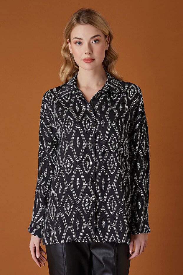 Grafik desenli gömlek - 1