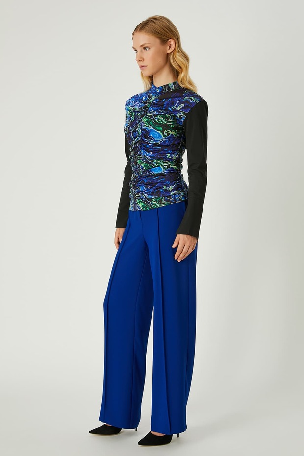 Soyut desenli bluz - 5