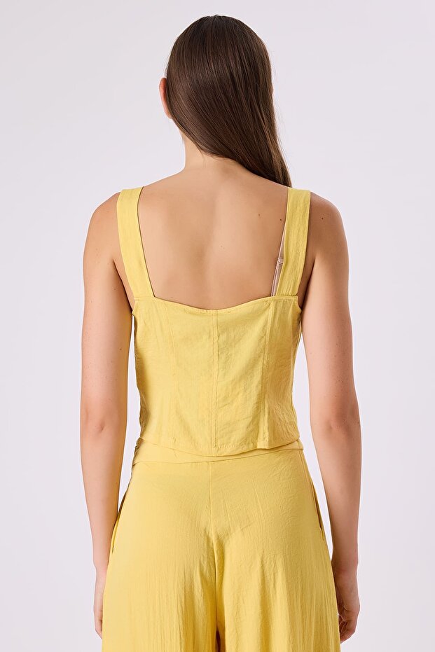 Askılı keten büstiyer - 2