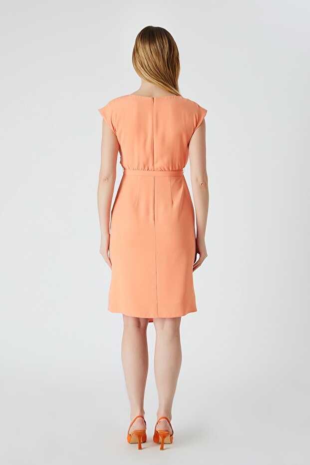 Kemerli Düşük Kol Elbise - 4