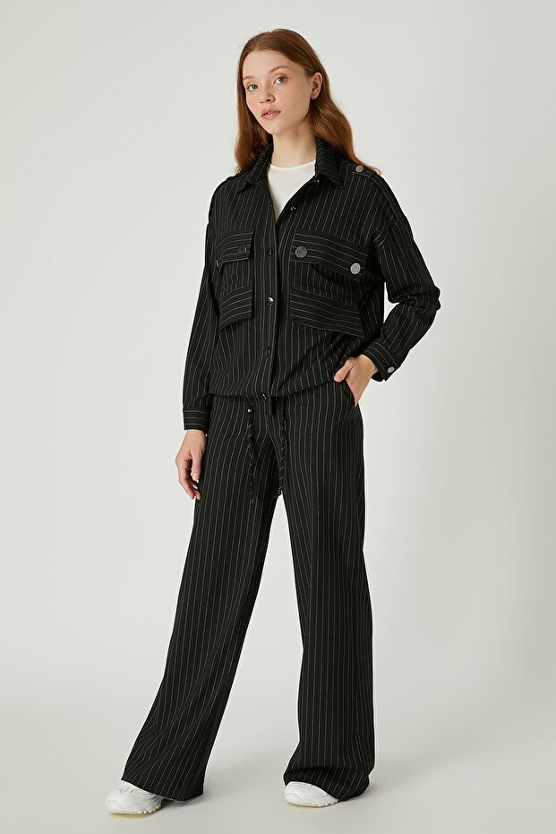 Cep detaylı çizgili gömlek - 3