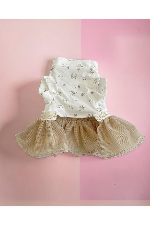 Creamy Fuchia Tütülü Köpek Elbisesi, Kıyafeti Tutu - 6